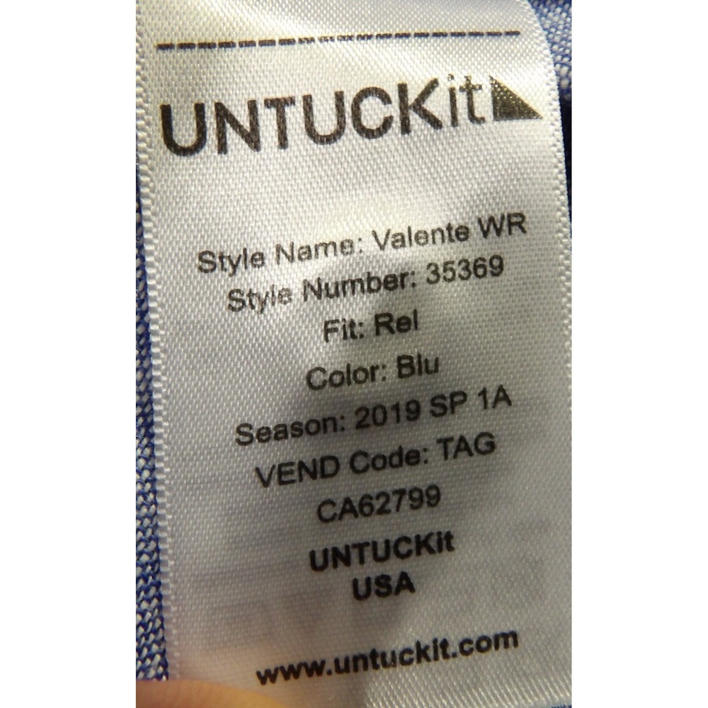 UNTUCKit Valente WR Short Sleeve Button Down 100% Linen Shirt Men XL Blue Casual - Picture 4 of 16
